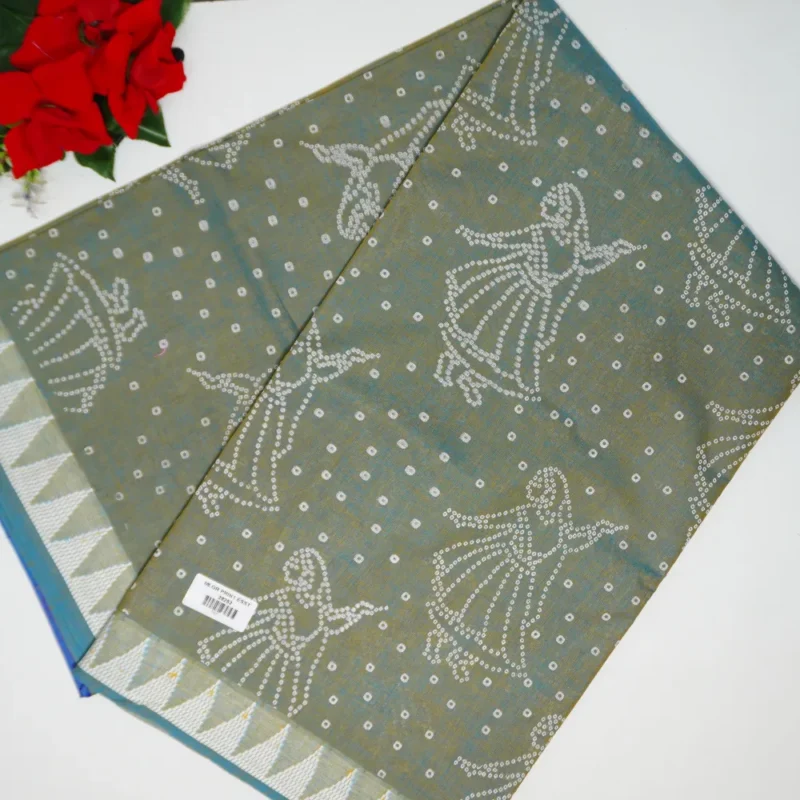 Mangalagiri Print Bandhini Sarees-MB529(689) - Image 4