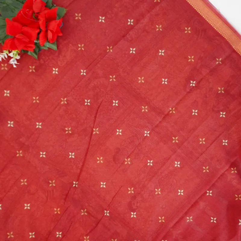 Kalamkari Nijam Border Gicha Silk Sarees-MB707 - Image 3