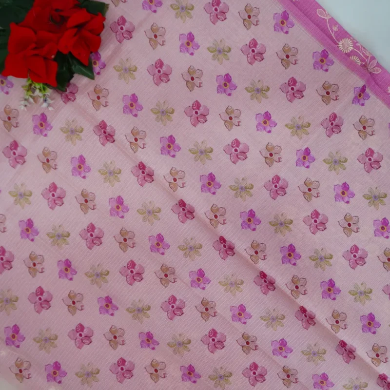Pure Digital Kota All Over Embroidery Sarees-MB304(727) - Image 3