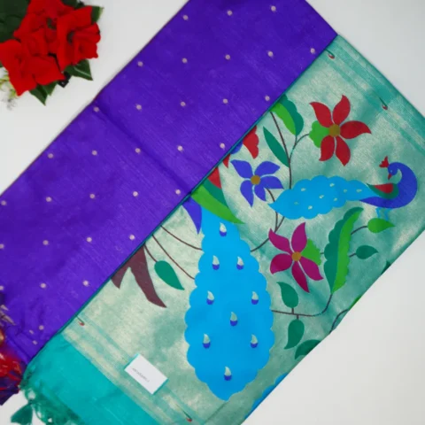 Pure Tusser Pythani Muniya Border Sarees