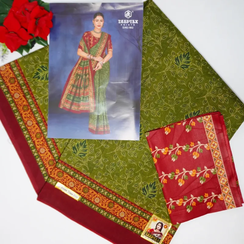 Deeptext Cotton Sarees -MB756 - Image 4