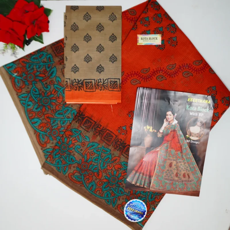Kota Block Berry Cotton Sarees -MB759 - Image 4
