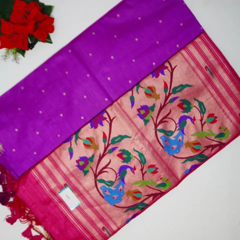 Pure Tusser Pythani Muniya Border Sarees
