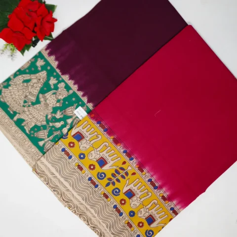 Pure Mangalagiri Kalamkari Out line Sarees-MB779 (508)