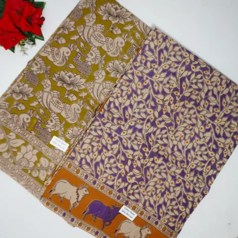 Dye Cotton Mangalagiri Kalamkari Outerline Sarees -MB508(1-30)