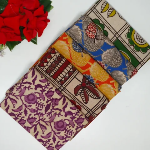 1Mtr Kalamkari Cotton Blouse Pieaces-MB793(508)