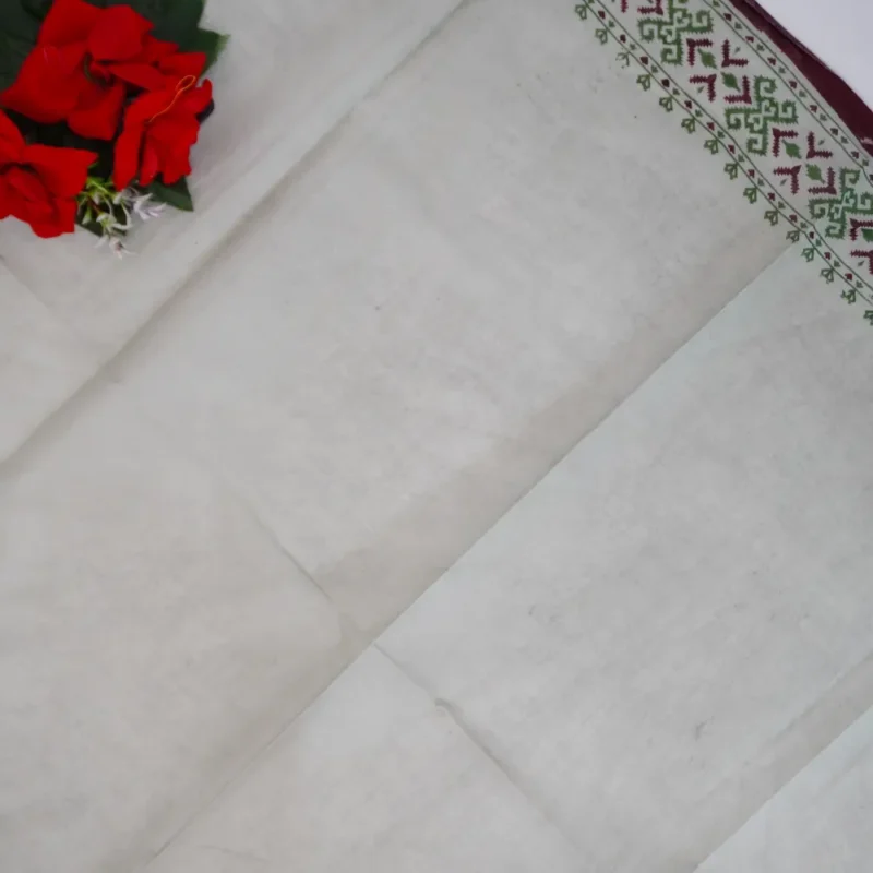 Checks Pochampalli Cotton Sarees-MB820 - Image 3