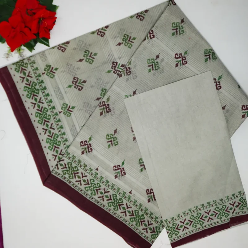 Checks Pochampalli Cotton Sarees-MB820 - Image 4