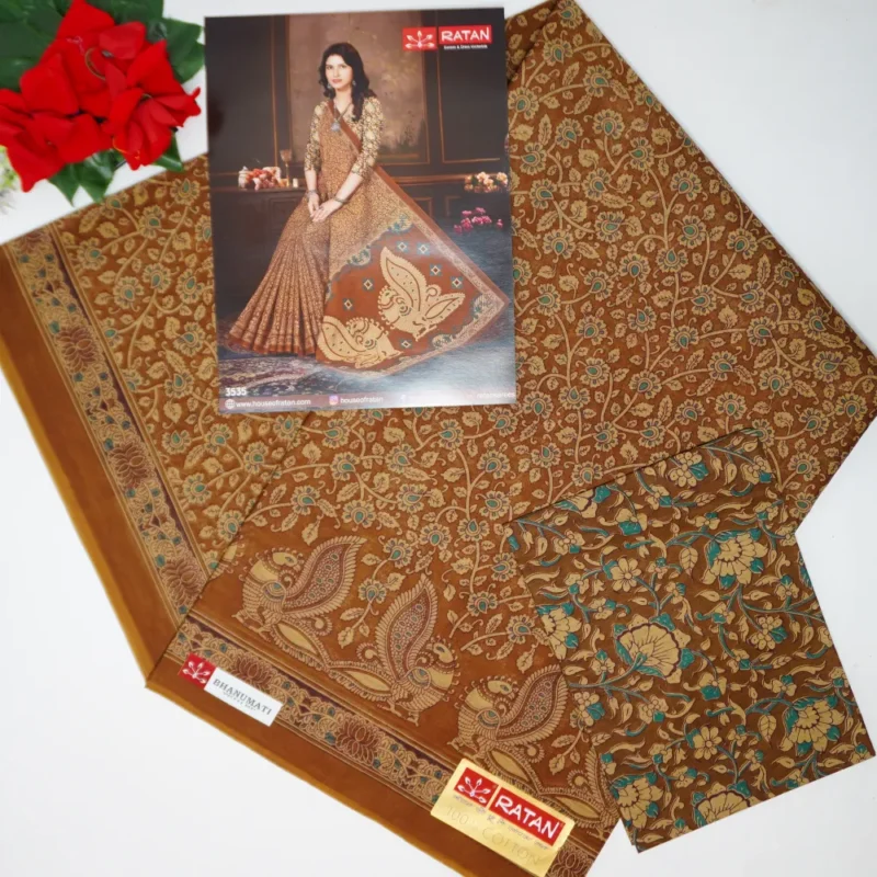 kalamkari Pure Cotton Sarees-MB841 - Image 4