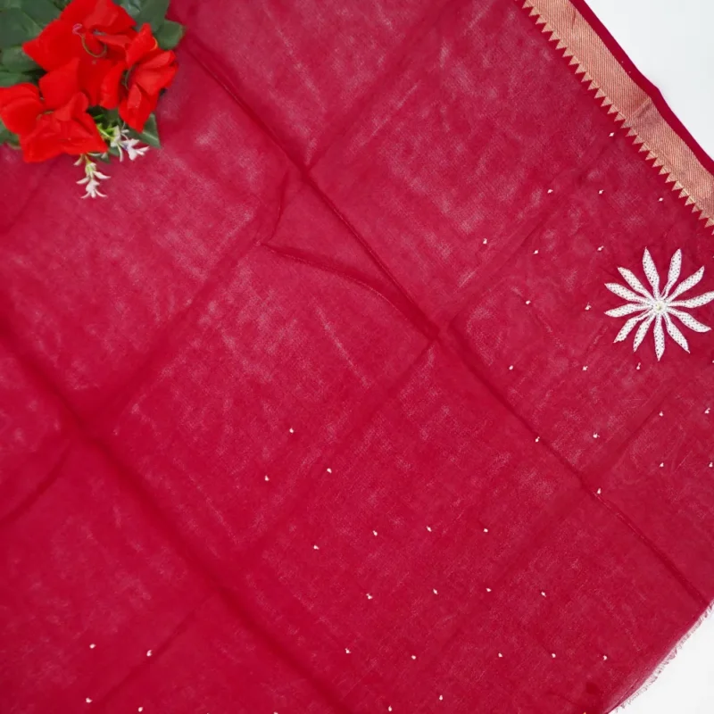 Pure Mangalagiri Pattu With Pearls Work Blouse -MB854(910) - Image 3
