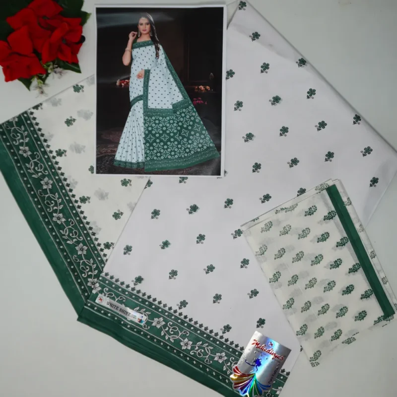 White Special Cotton Sarees-MB858 - Image 4