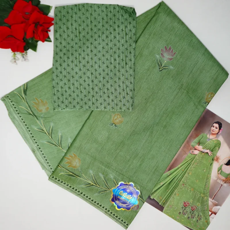 Maguva Floral Art Cotton Sarees -MB874(864) - Image 4
