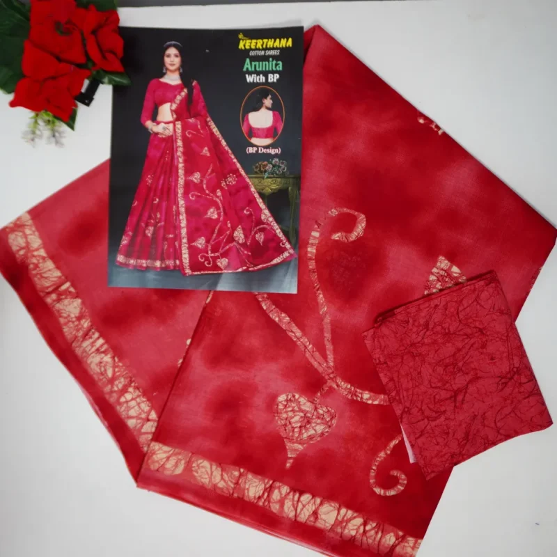 Pure Bathic Cotton Sarees-MB892 - Image 4