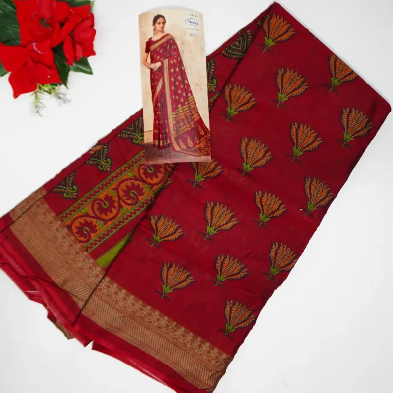 Meena Muslin Cotton Sarees-MB893 - Image 4