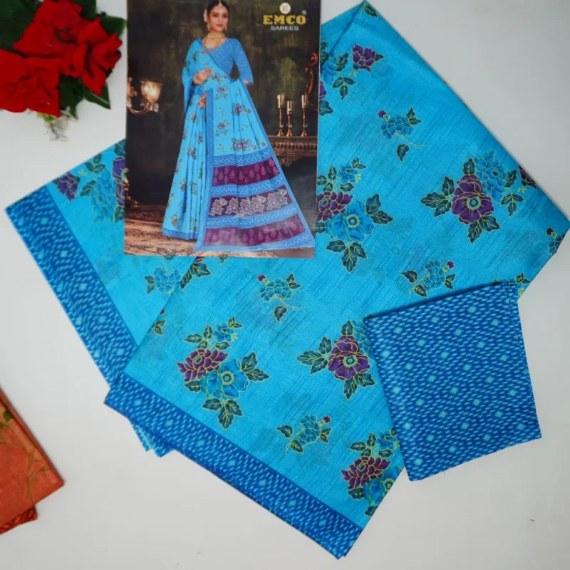 Space Summer Cotton Sarees-MB895 - Image 4