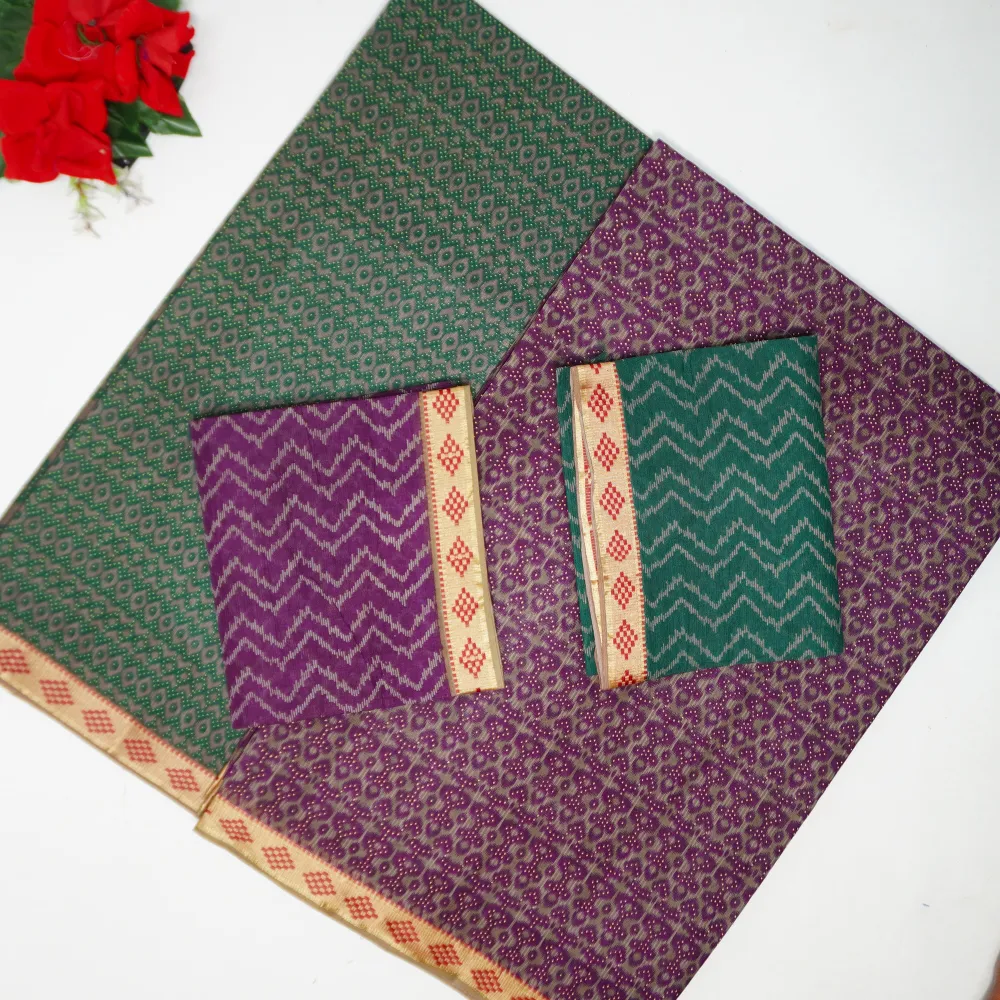 897 (9) Ikkath Small Printed Cotton Sarees-MB897 - Image 1