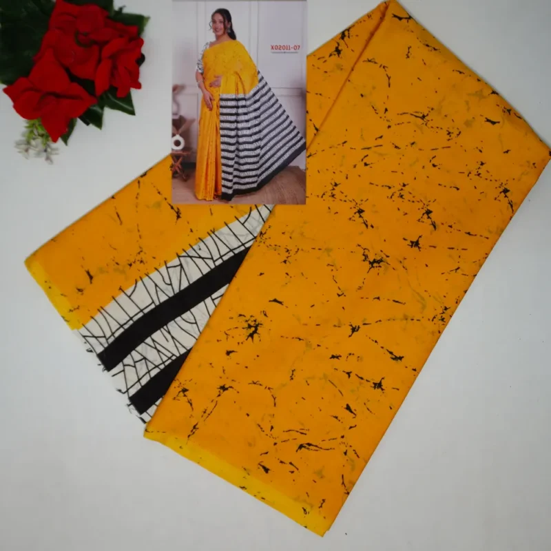 Jaipuri Batic Pure Cotton Sarees -MB939 - Image 4