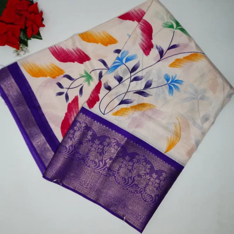Mangalam Silk Brush Paint Sarees-MB294(947) - Image 4