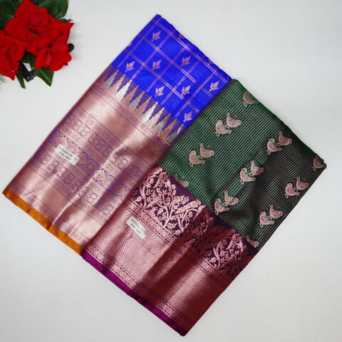 Offer Sale Semi Gadwal pattu With Checkes & Zarry -MB201(31-70)
