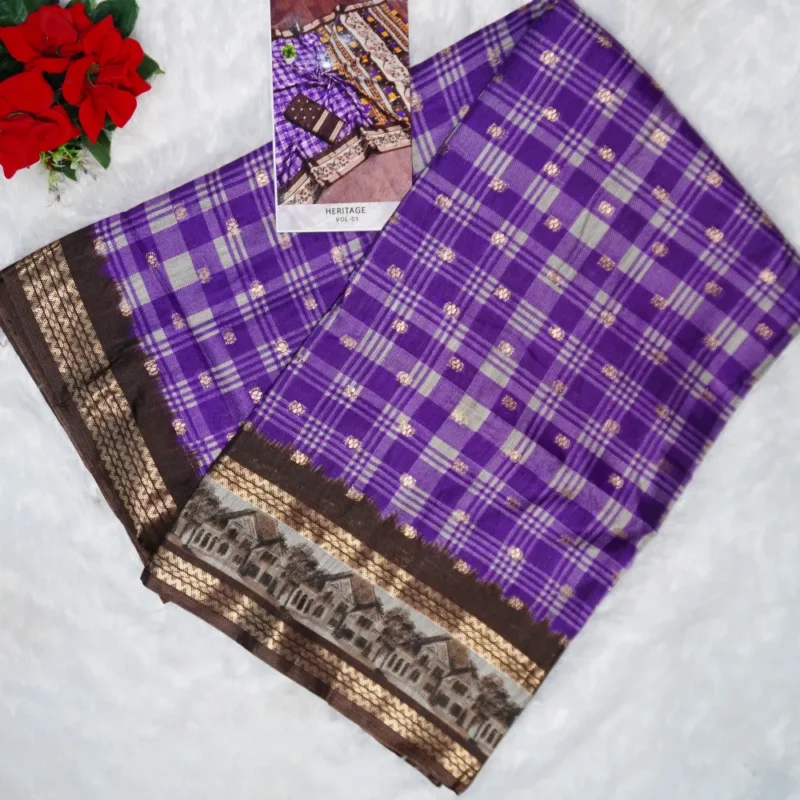 Kasturi Heritage Khadi Silk Checks Sarees -MB281(009) - Image 4
