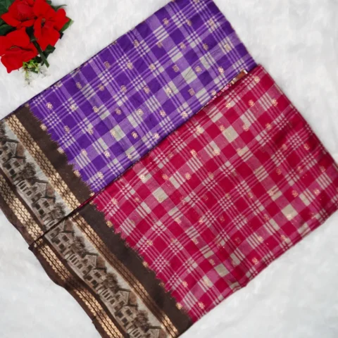 Kasturi Heritage Khadi Silk Checks Sarees -MB281(009)
