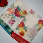 Cream Special Chinon Silk Sarees -MB029