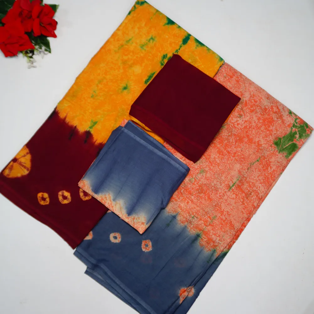 032 (6) Kolkata Malai Cotton Shibori Sarees -MB032 - Image 1