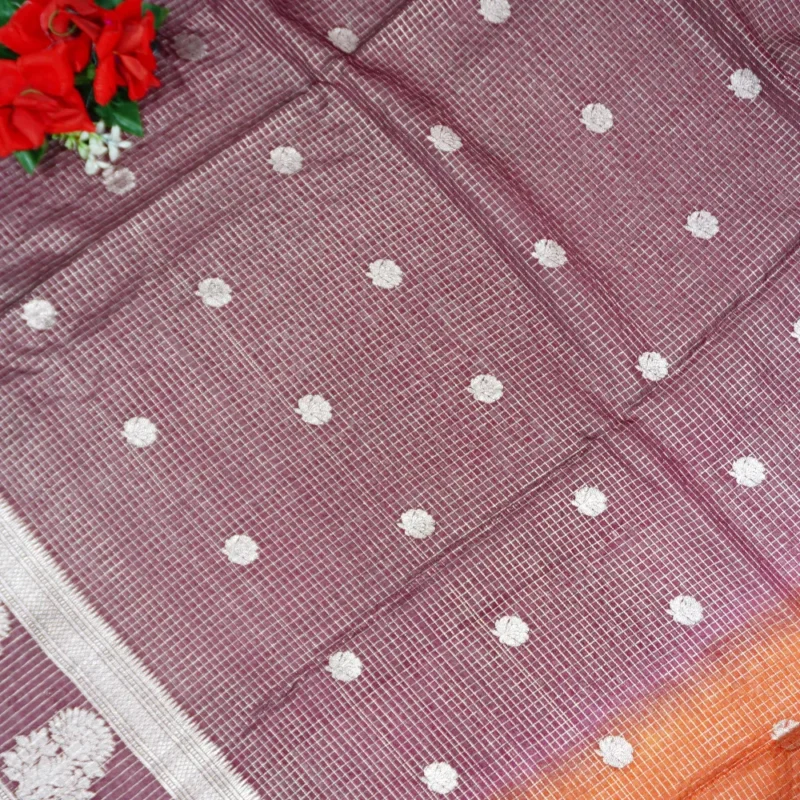 Light Weight Green Mango Vintage Checks Sarees-MB512(044) - Image 2