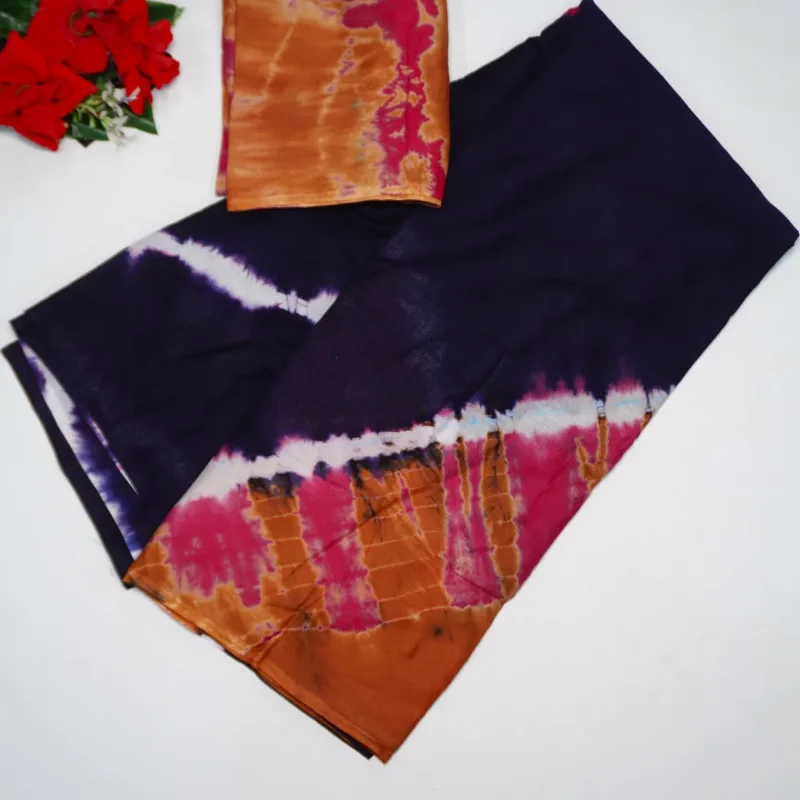 Kolkata Malai Cotton Shibori Sarees -MB048 - Image 4