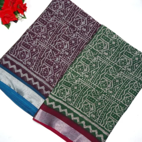 Small Designer Lenin Varli Print Sarees -MB239(053)