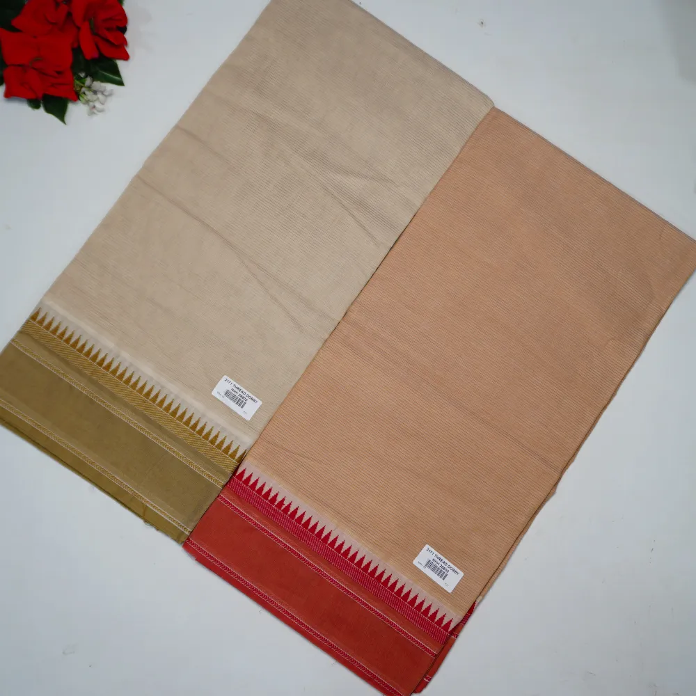 058 (15) Pure Mangalagiri Doriya Cotton With Temple Border -MB058 - Image 1