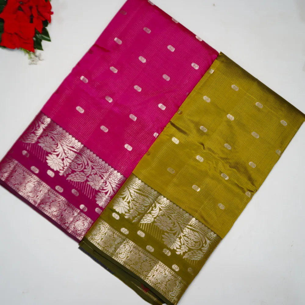 069 (12) Light Weight Green Mango Sarees-MB069 - Image 1