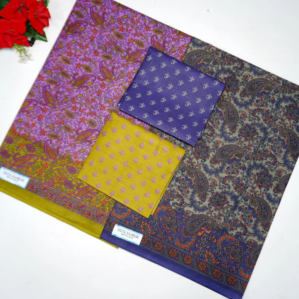 074 (3) Kalamkari Summer Cotton Sarees -MB074 - Image 1