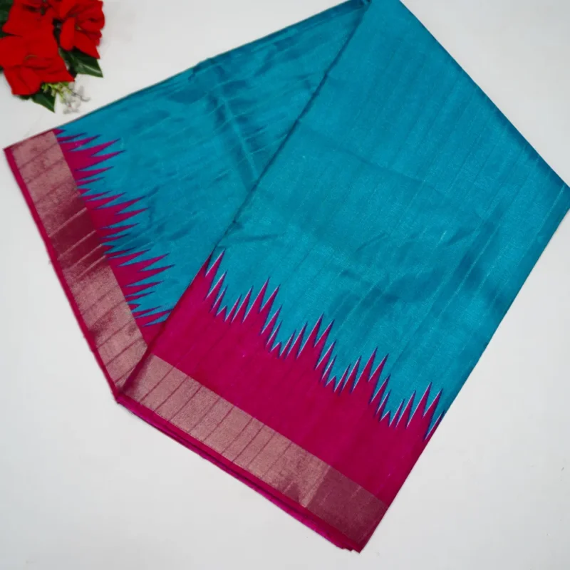 Handloom Dola Temple Border Sarees -MB232(079) - Image 4