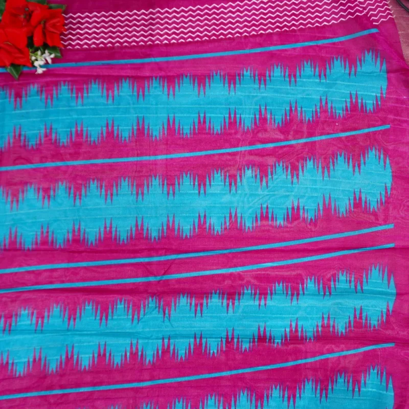 Handloom Dola Temple Border Sarees -MB232(079) - Image 3