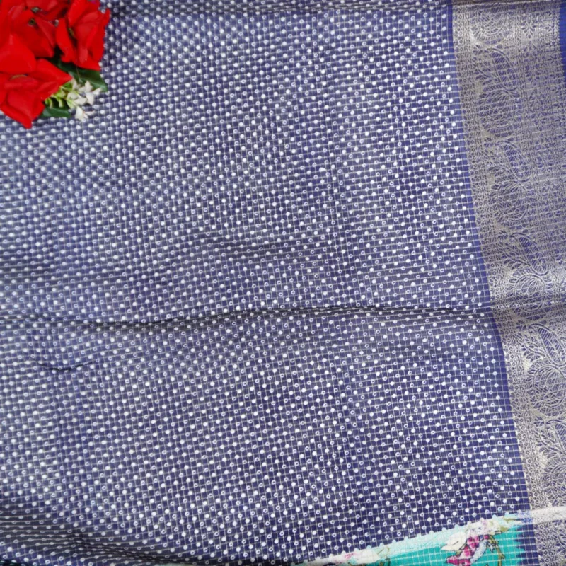 Dola Vintage Small Checks And Kalamkari Sarees-MB231(081) - Image 2