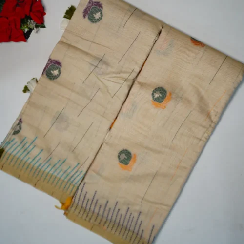 Slub cotton Embroidary Work Sarees -MB206