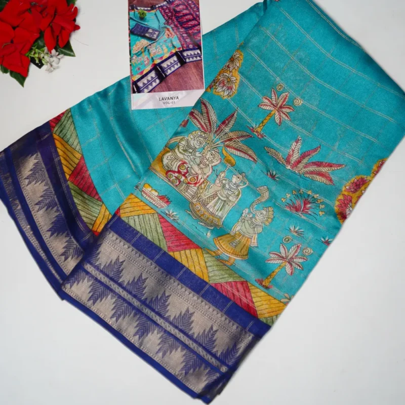 Kasturi Checks Marshmellow Sarees -MB220 - Image 4