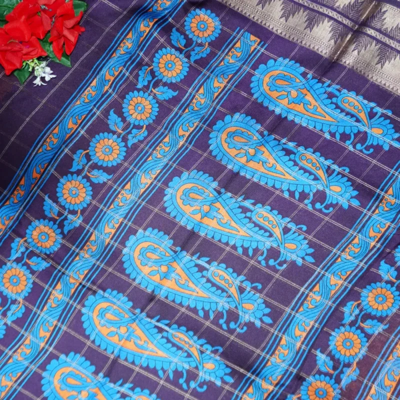 Kasturi Checks Marshmellow Sarees -MB220 - Image 2