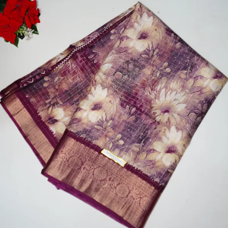 Dola Georget Cheks Sarees -MB248 - Image 4