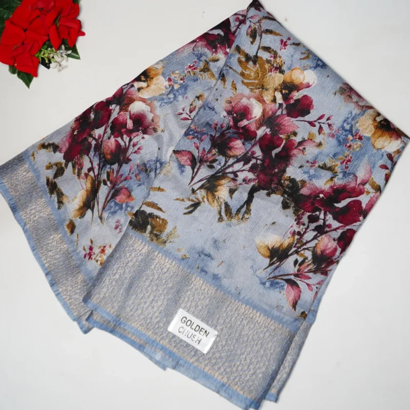 Pesteal Dola Crushed Sarees -MB255 - Image 2