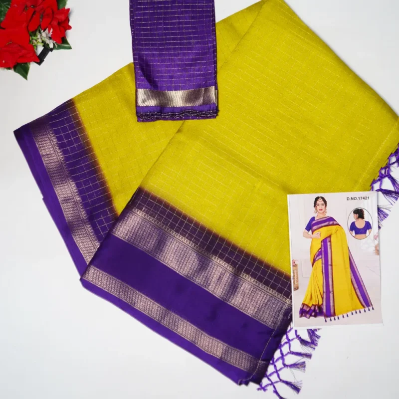 Mangalagiri Checks Special Sarees -MB262 - Image 4