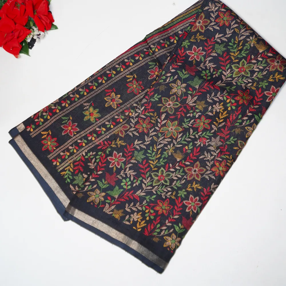 780-1 (3) Kalanjali Silk Spl(Black) Sarees- MB780 - Image 1