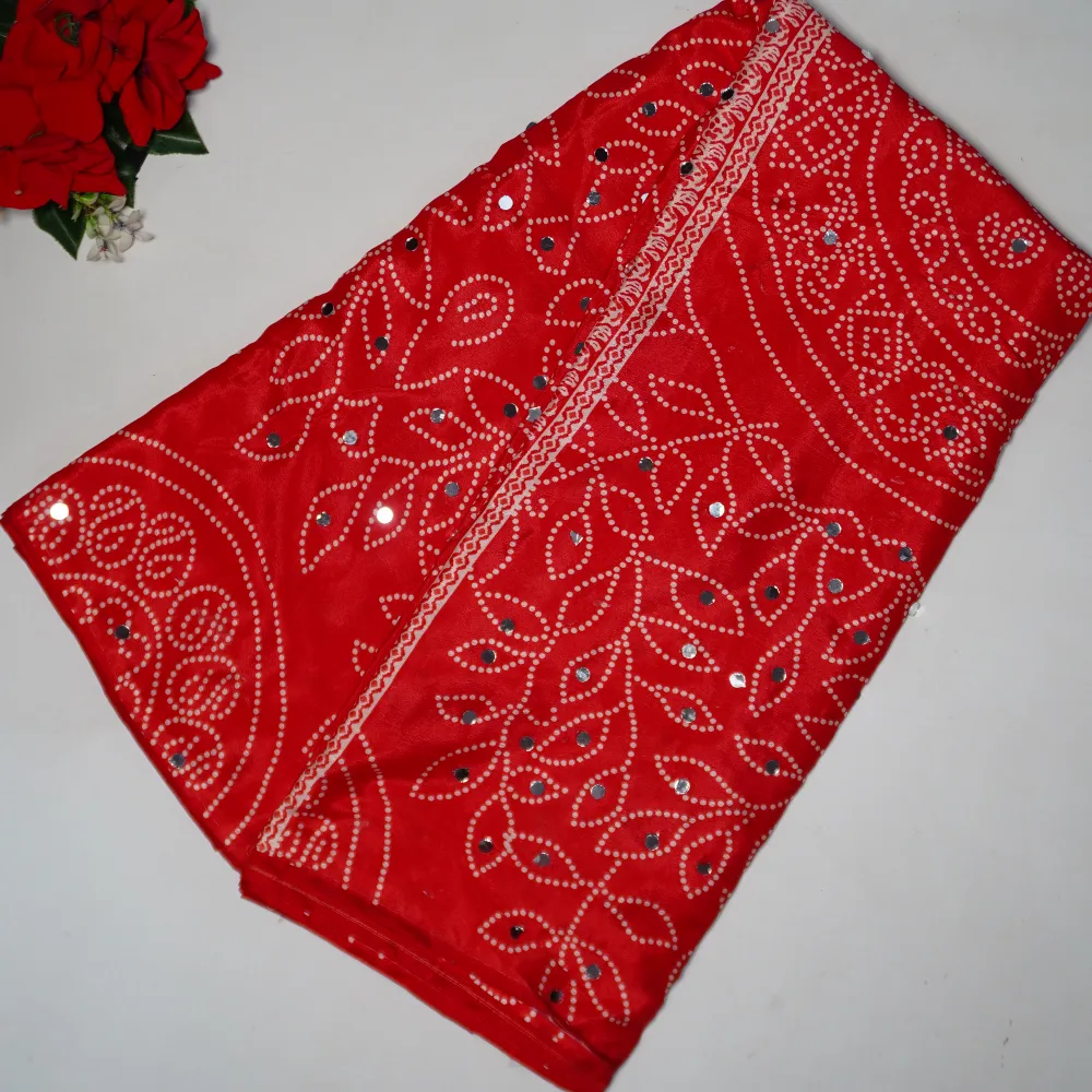 781 (3) Ajrak Bandini Mirror Sarees -MB781(Red) - Image 1