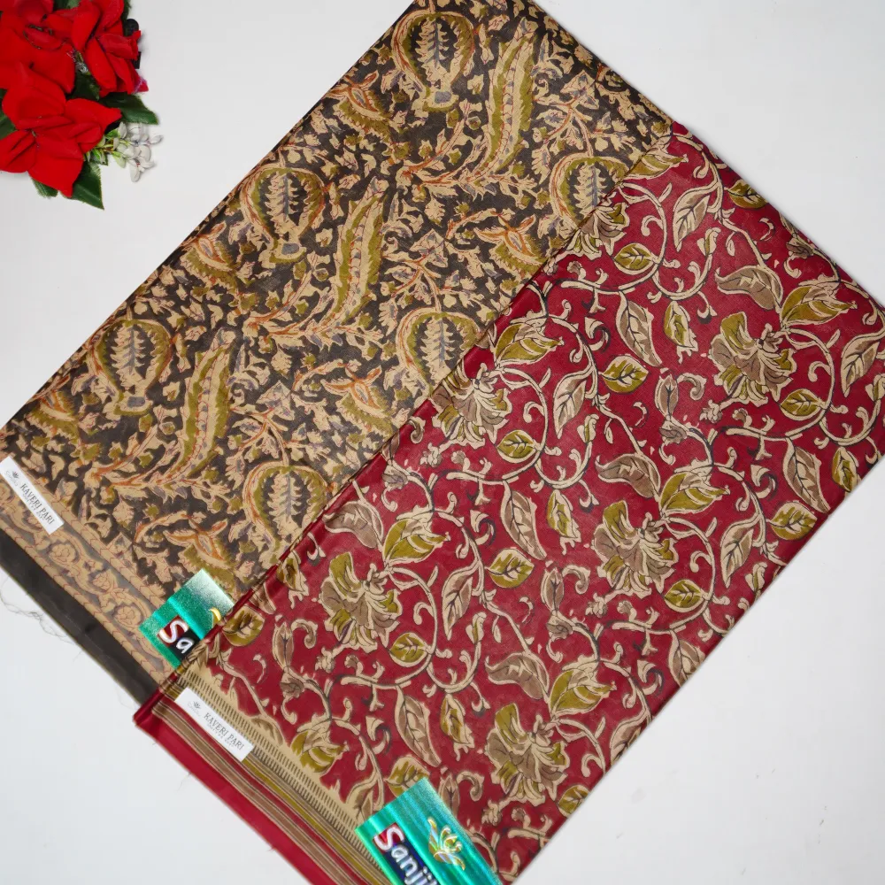 116 (9) Ajrack Cotton Sarees-MB116 - Image 1