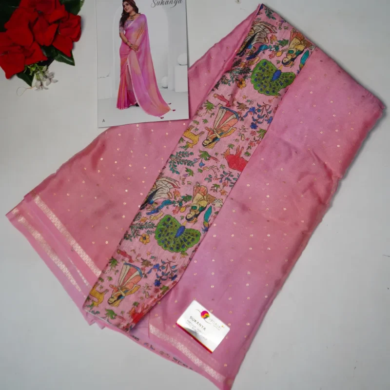 Chiffon Georget Light Weight Sarees -MB267 - Image 4