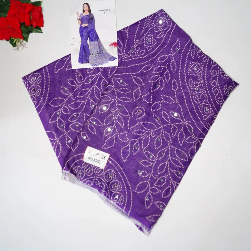 Insta Trendy Real Mirror Ajrack Sarees -MB348 - Image 4