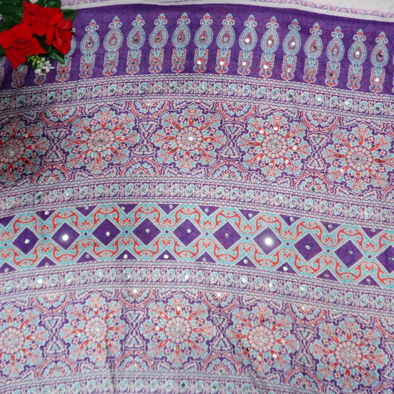 Insta Trendy Real Mirror Ajrack Sarees -MB348 - Image 3