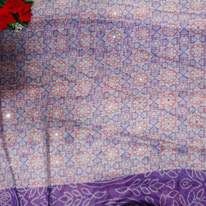 Insta Trendy Real Mirror Ajrack Sarees -MB348 - Image 2