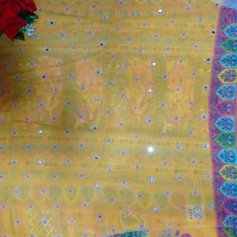 Laya Special Real Mirror work sarees -MB350 - Image 2